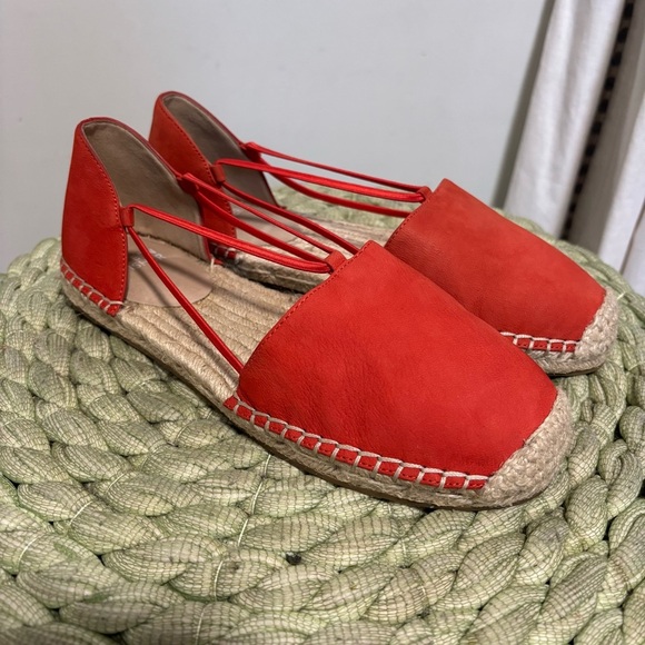 Eileen Fisher Lee Tangelo Orange Tumbled Nubuck D’Orsay Espadrille Flats NWOB - Picture 4 of 13